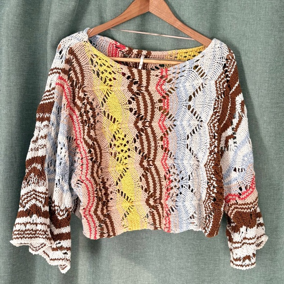 Free People Coral Reef Knit Pullover Oversized size XS - Picture 5 of 8